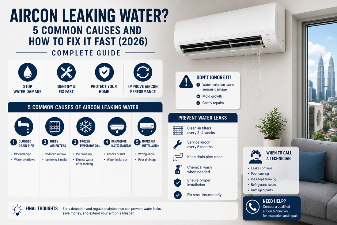Aircon Leaking Water? 5 Common Causes and How to Fix It Fast (2026)